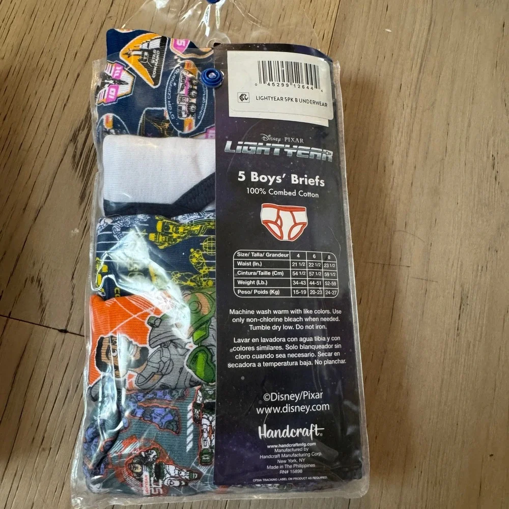 Disney Pixar Lightyear Boys Briefs 5 Pack Size 6‎ 100% Cotton Buzz Lightyear New